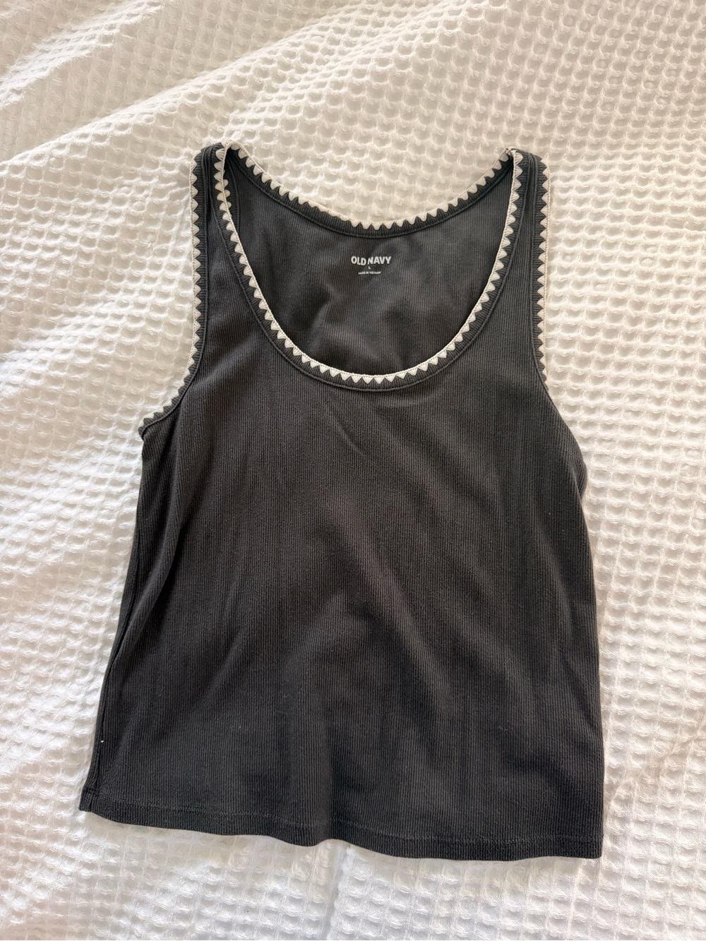Old Navy Black Tank with Cream Contrast Trim